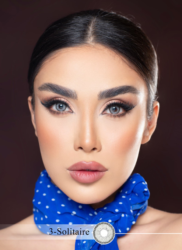 لنز رنگی طوسی دور دار از برند رویال ویژن رنگ سولیتیر کد 3
